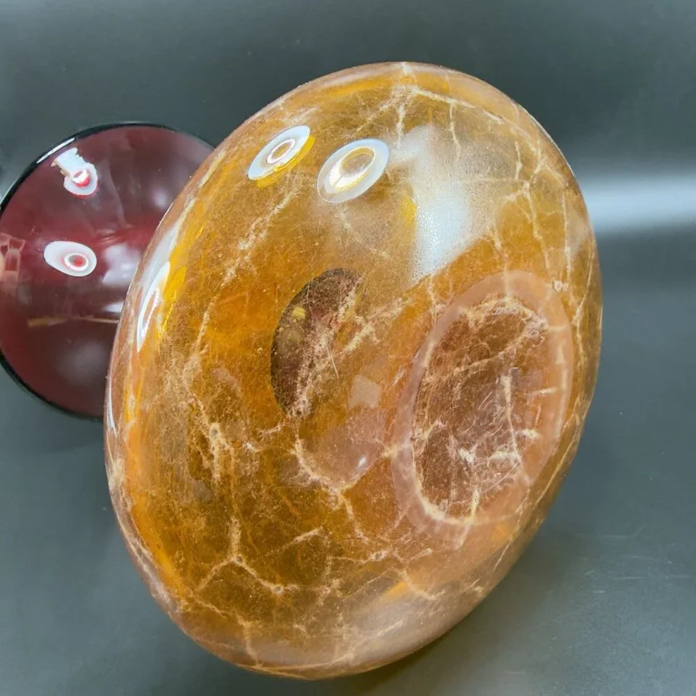 2003 K Piper Hand Blown Studio Art Glass‎ Vase Vessel Marbling Pattern Hand Made